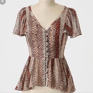 Anthropologie Odille Silk fit n flare Blouse